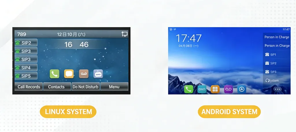 IP Phone Interfaces with Different Operating Systems